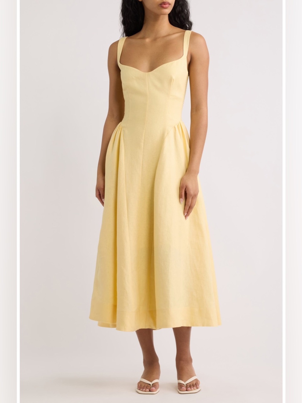 Reformation Birdie Linen Dress In Ray Of Light, NEW WITHOUT TAGS, NEVER WORN.